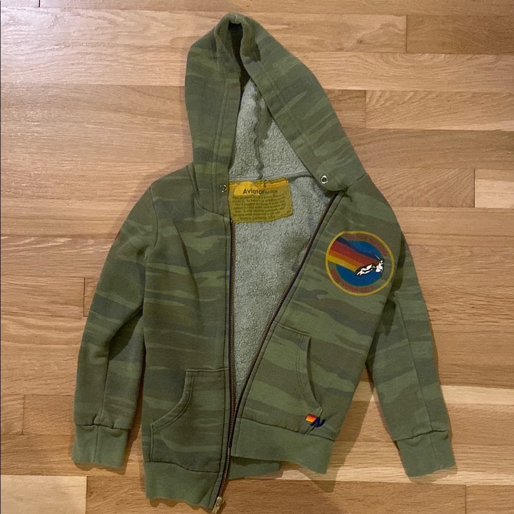 Aviator Nation Green Camouflage Zip-Up Hoodie